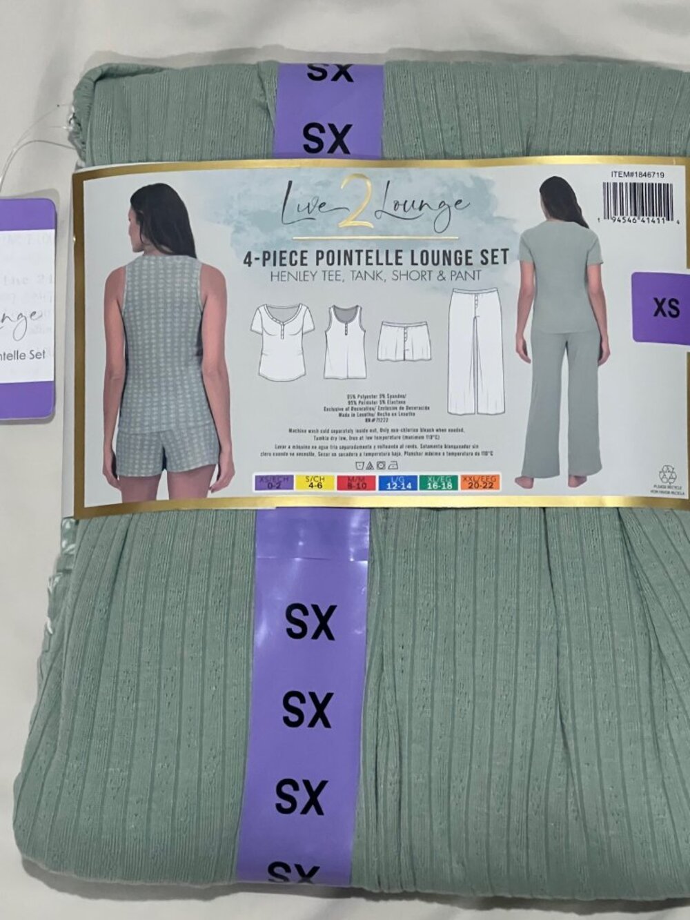 Live 2 lounge 4 piece Pointelle Lounge Set - XS - Picture 6 of 7